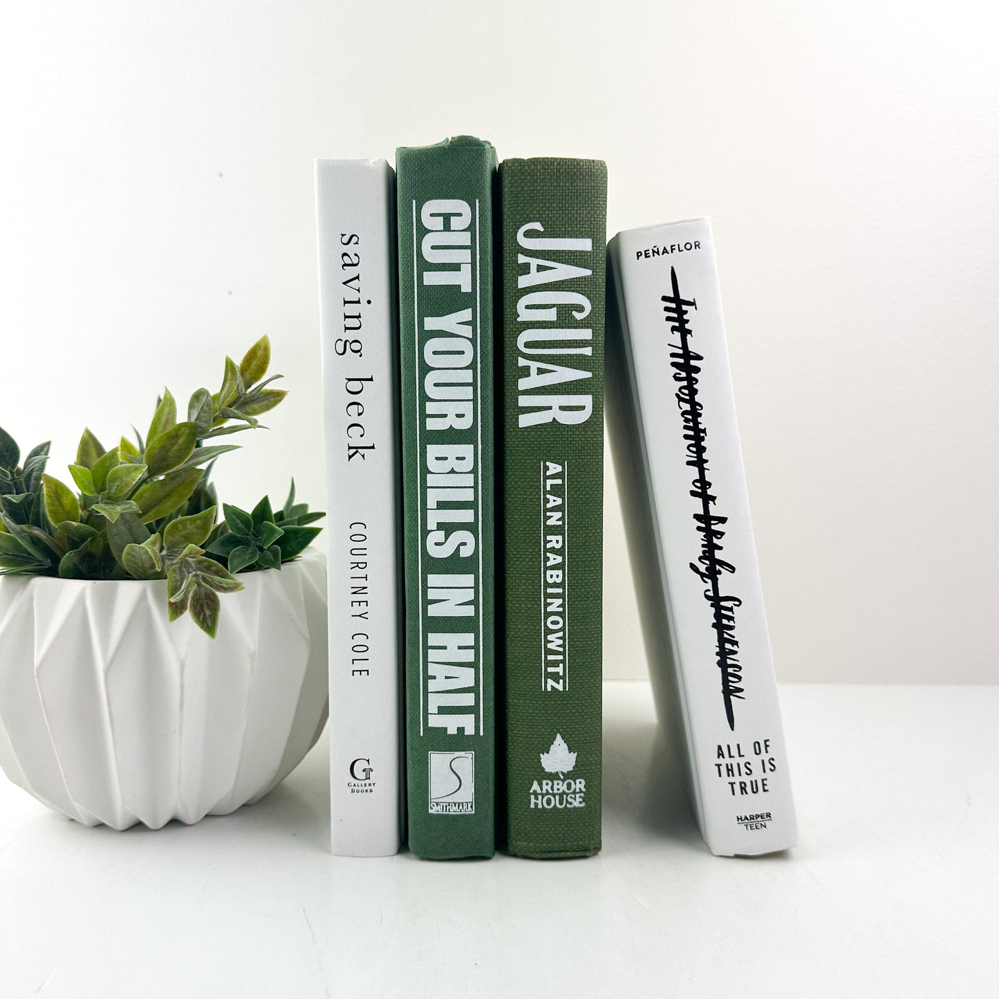 Green and White Set of Books