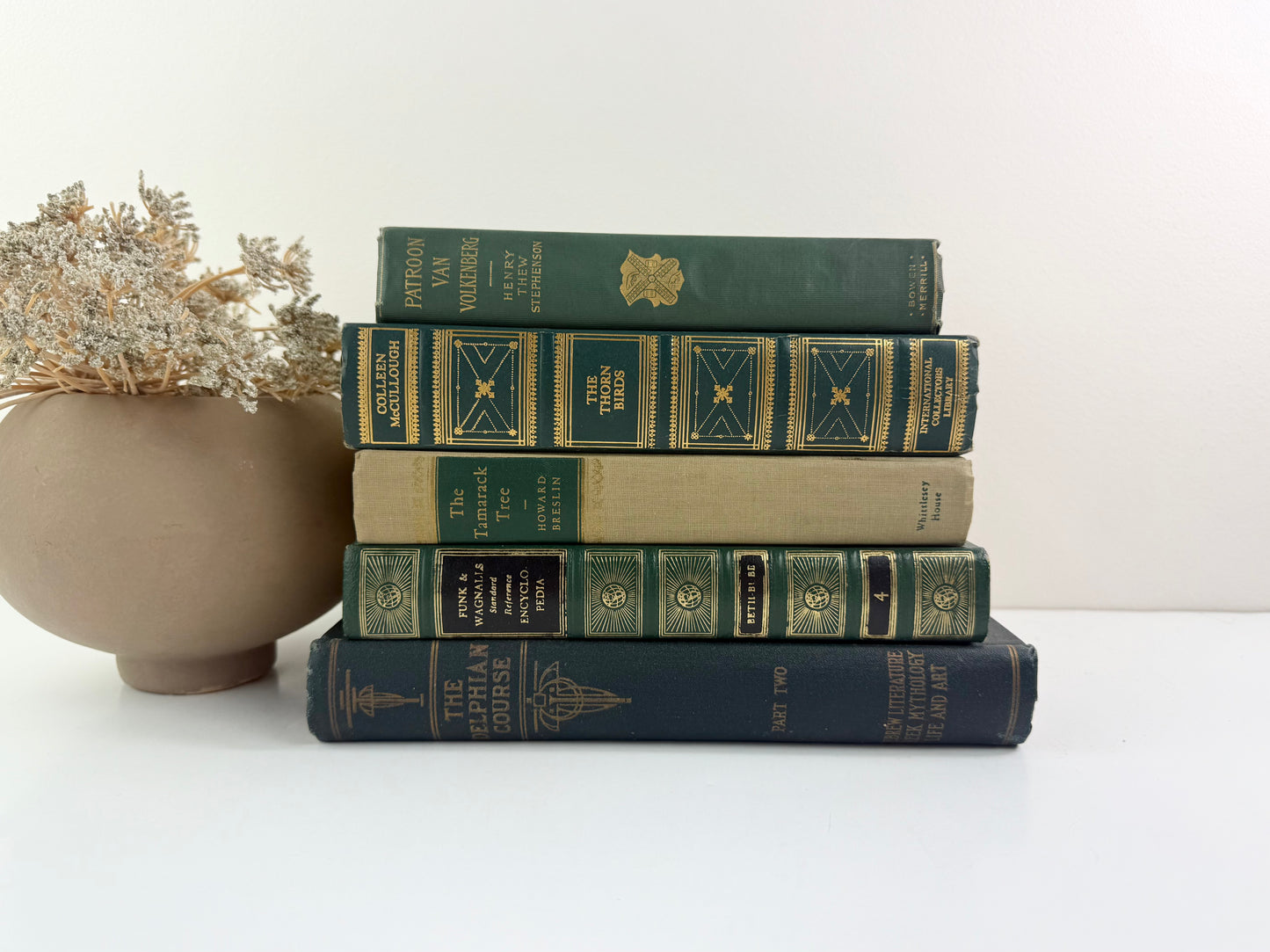 Green Vintage Book Set