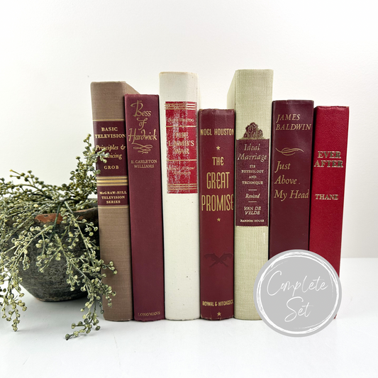 Maroon and Tan Books for Shelf Decor