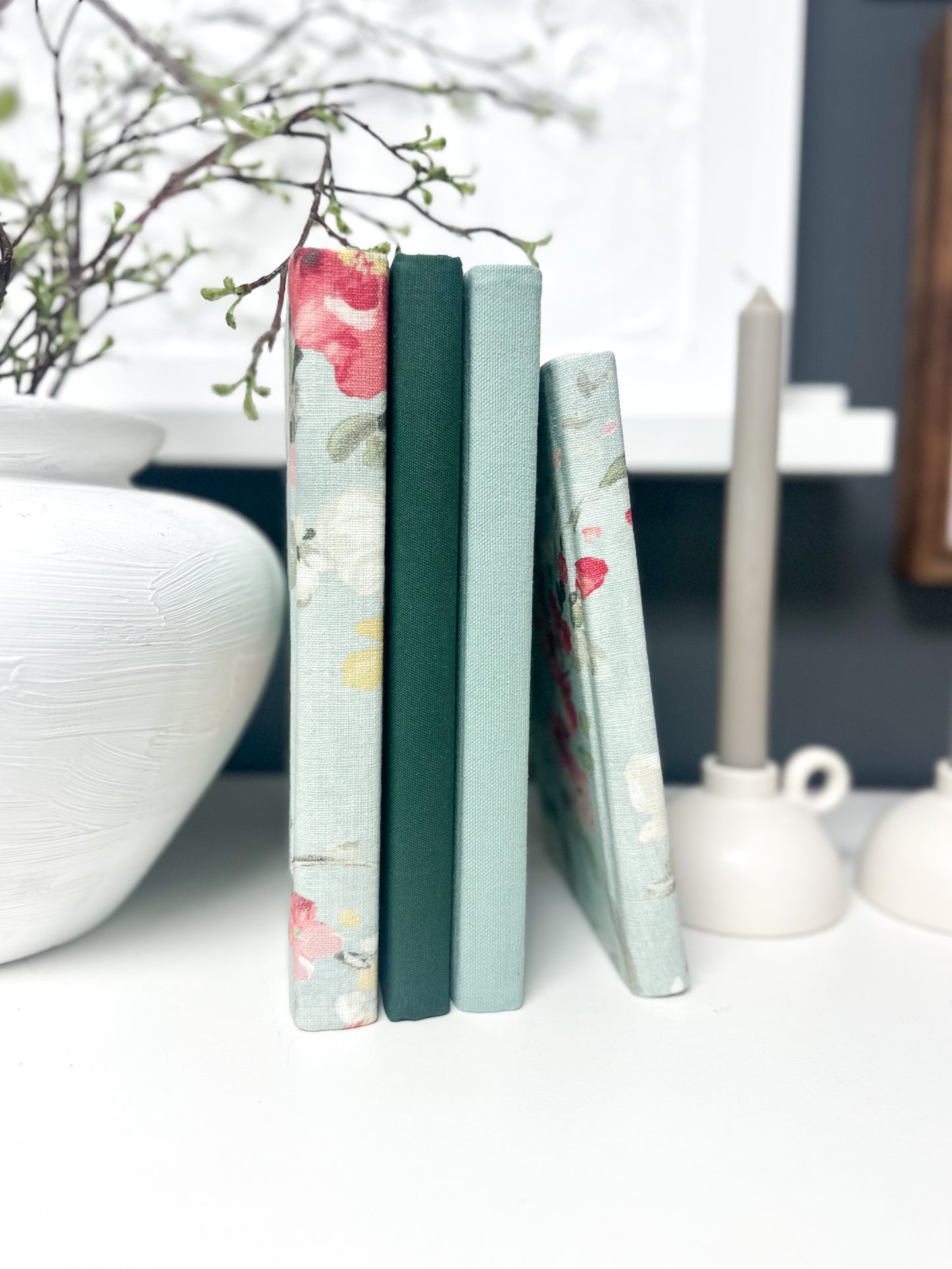 Teal Fabric Covered Book Set