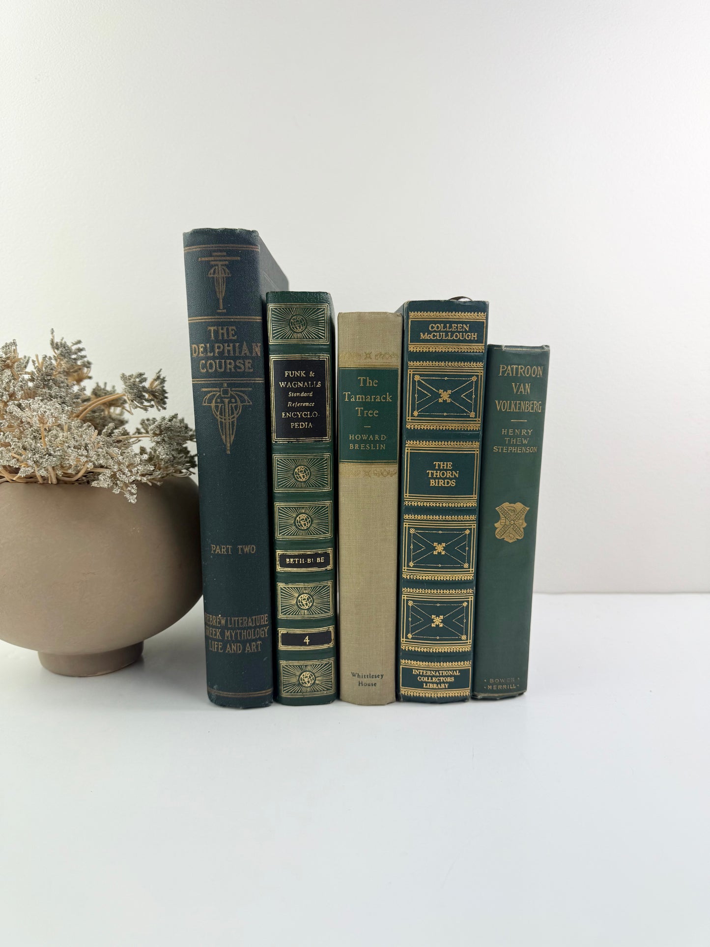 Green Vintage Book Set