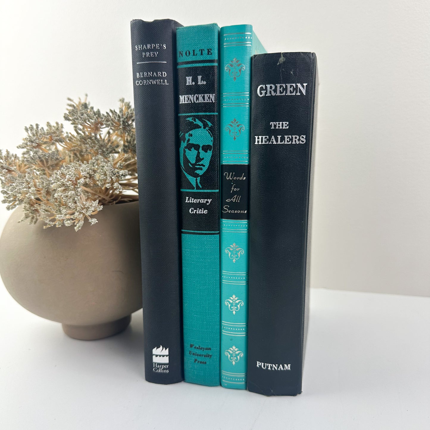 Green and Black Books for Mantel Decor