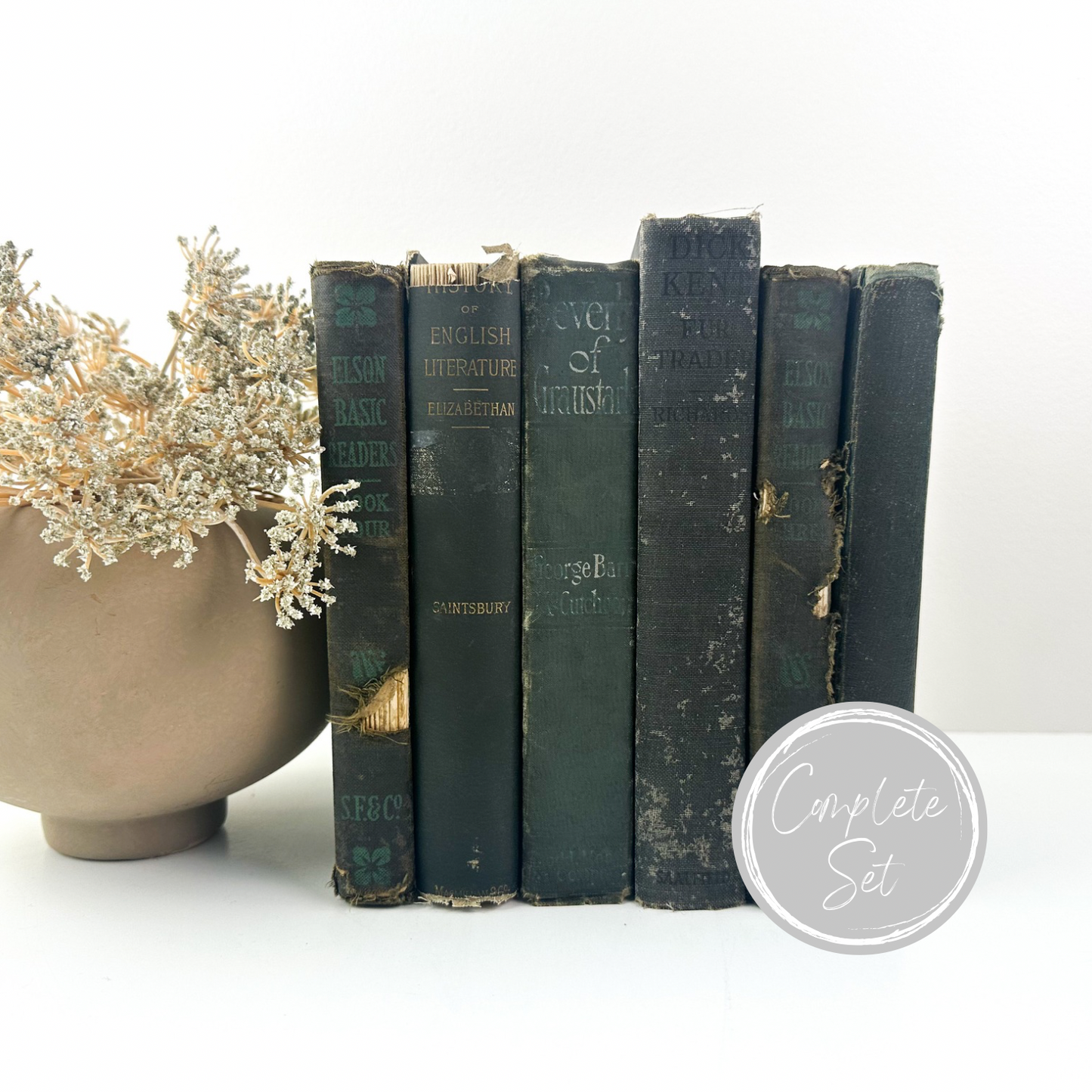 Rustic Green and Black Shelf Decor