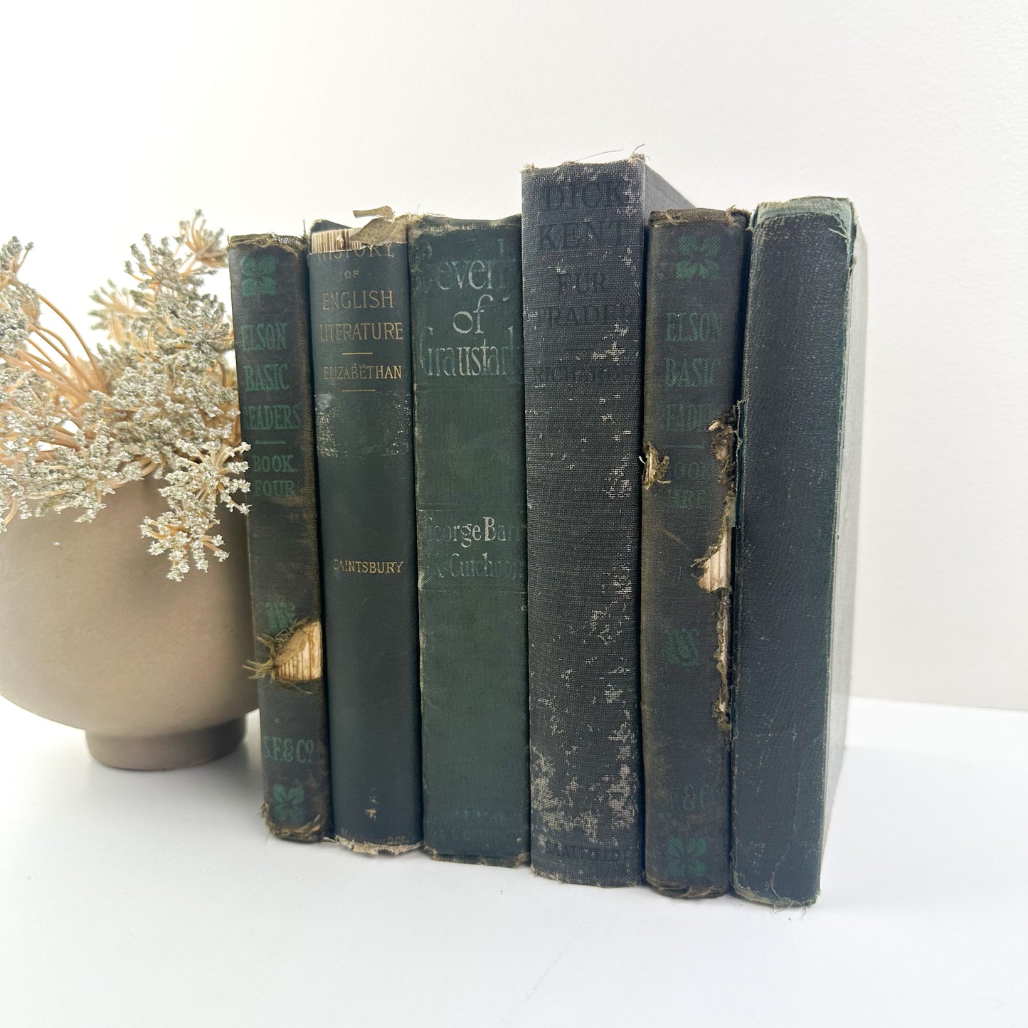 Rustic Green and Black Shelf Decor