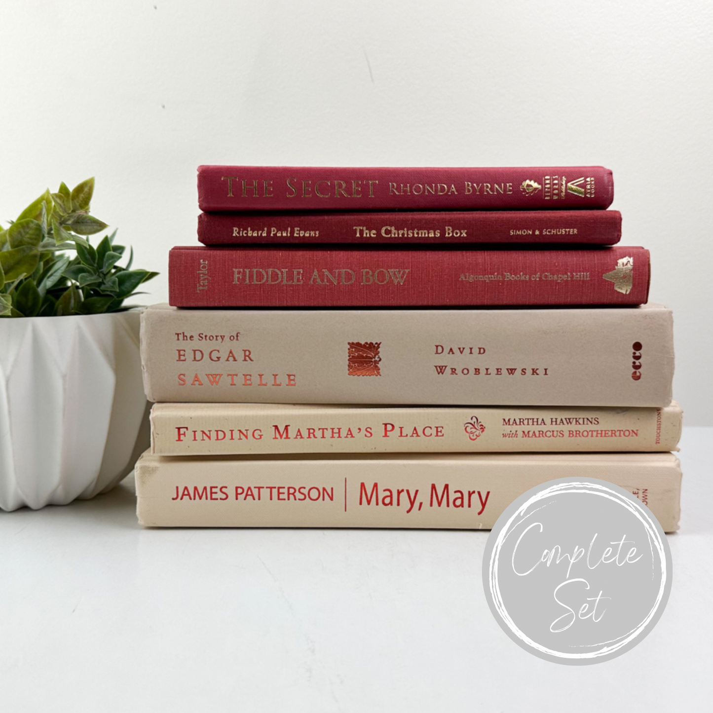 Tan and Red Decorative Book Set