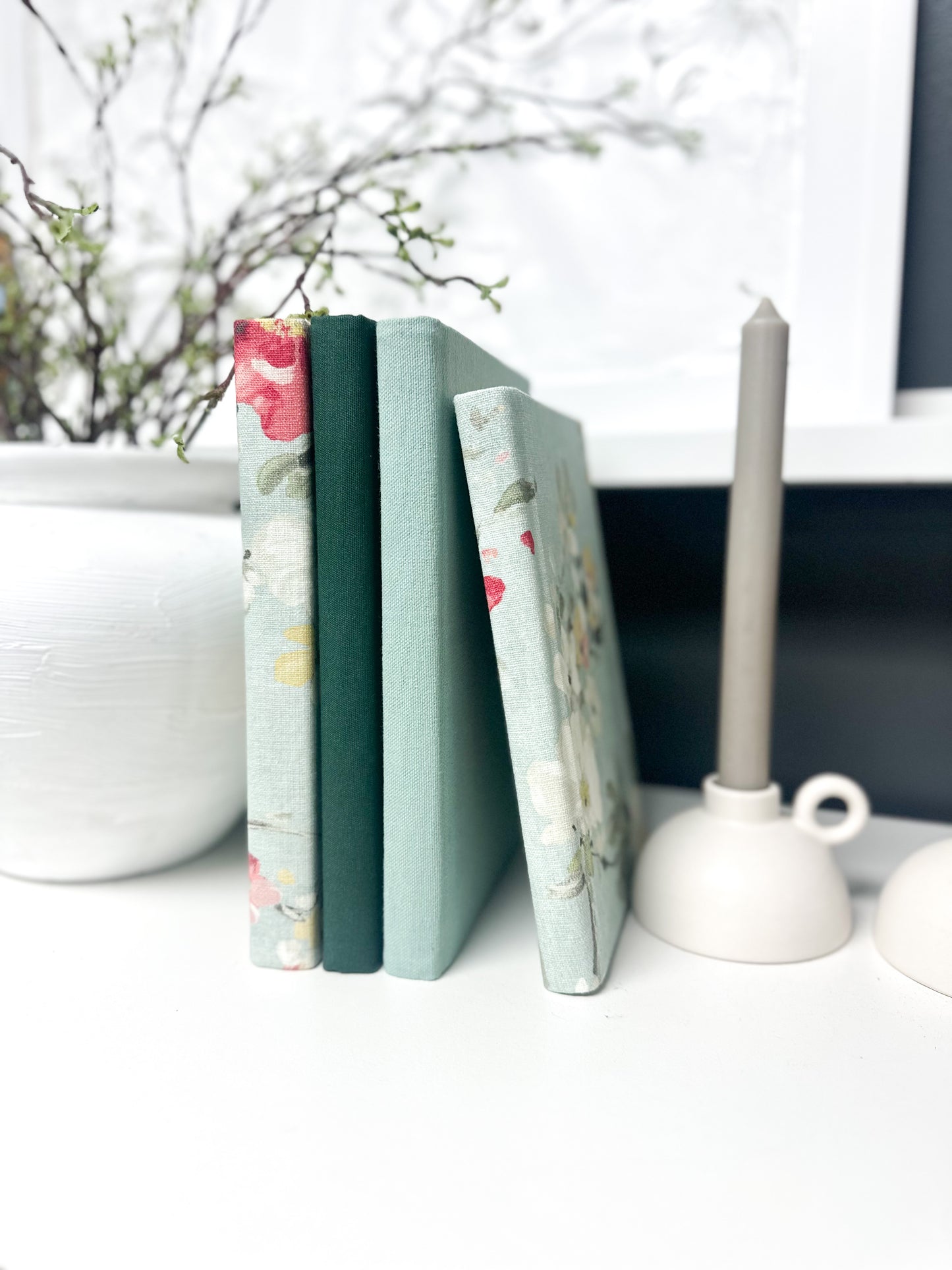 Teal Fabric Covered Book Set