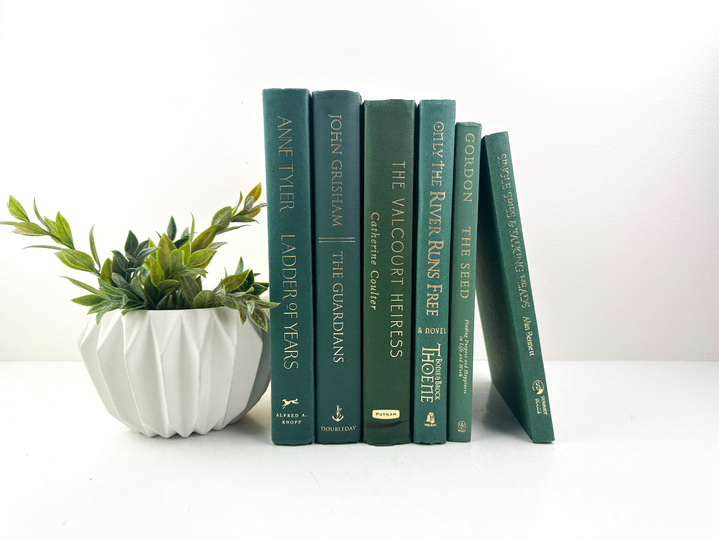 Green Book Stack for Shelf Decor