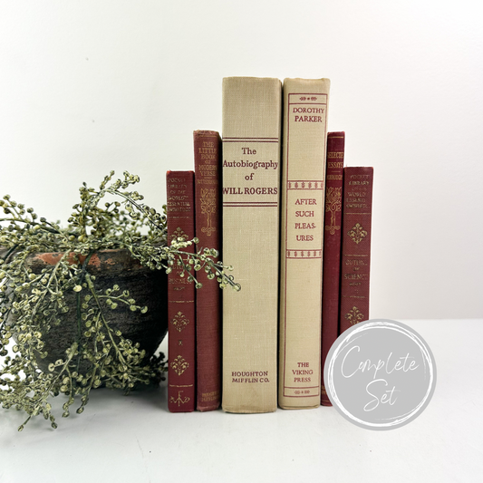 Red and Cream Classic Books for Home Decor