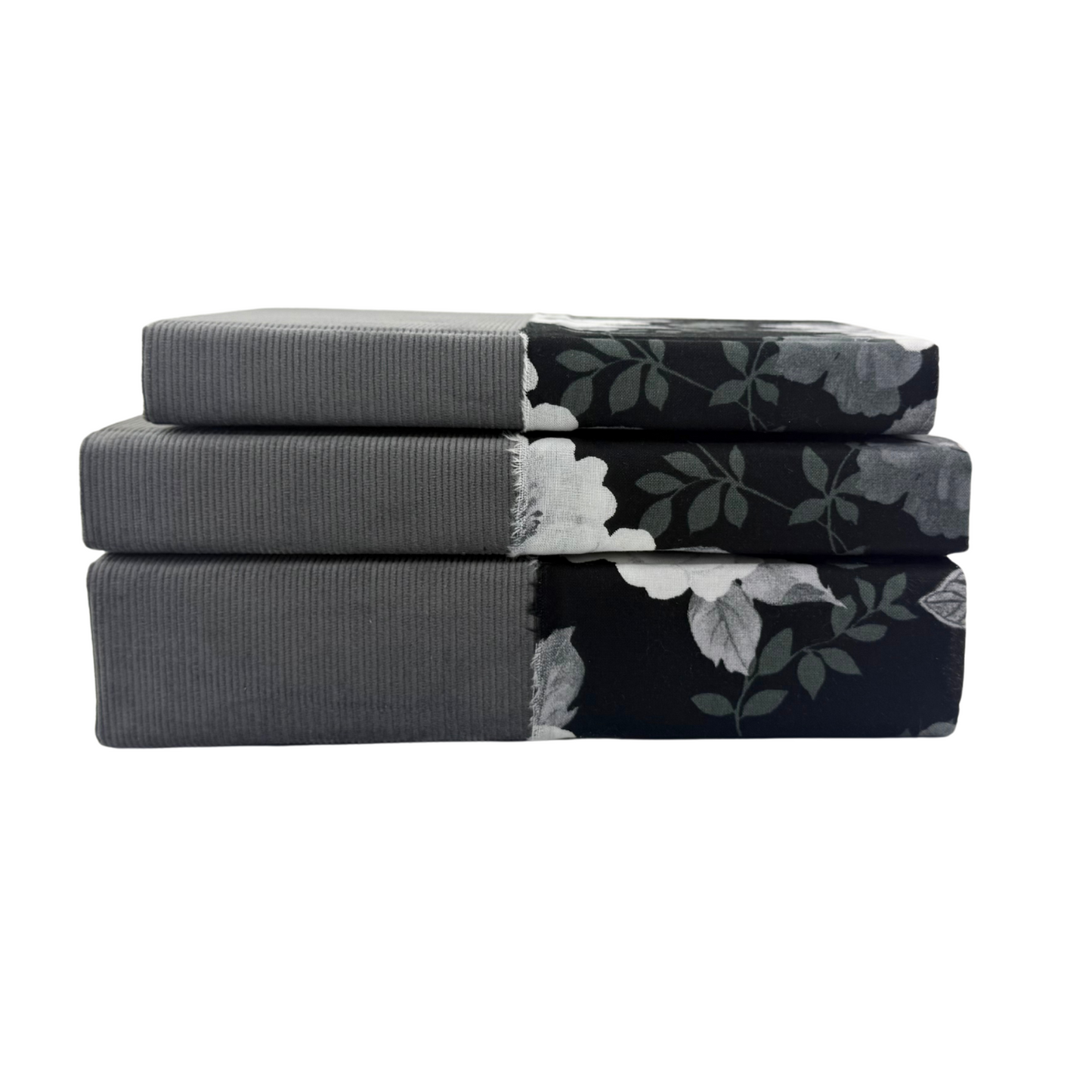Gray and Black Fabric Covered Books