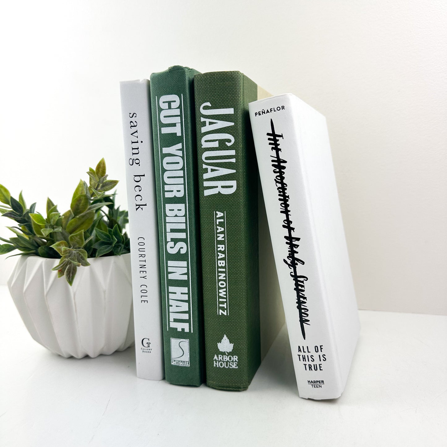 Green and White Set of Books