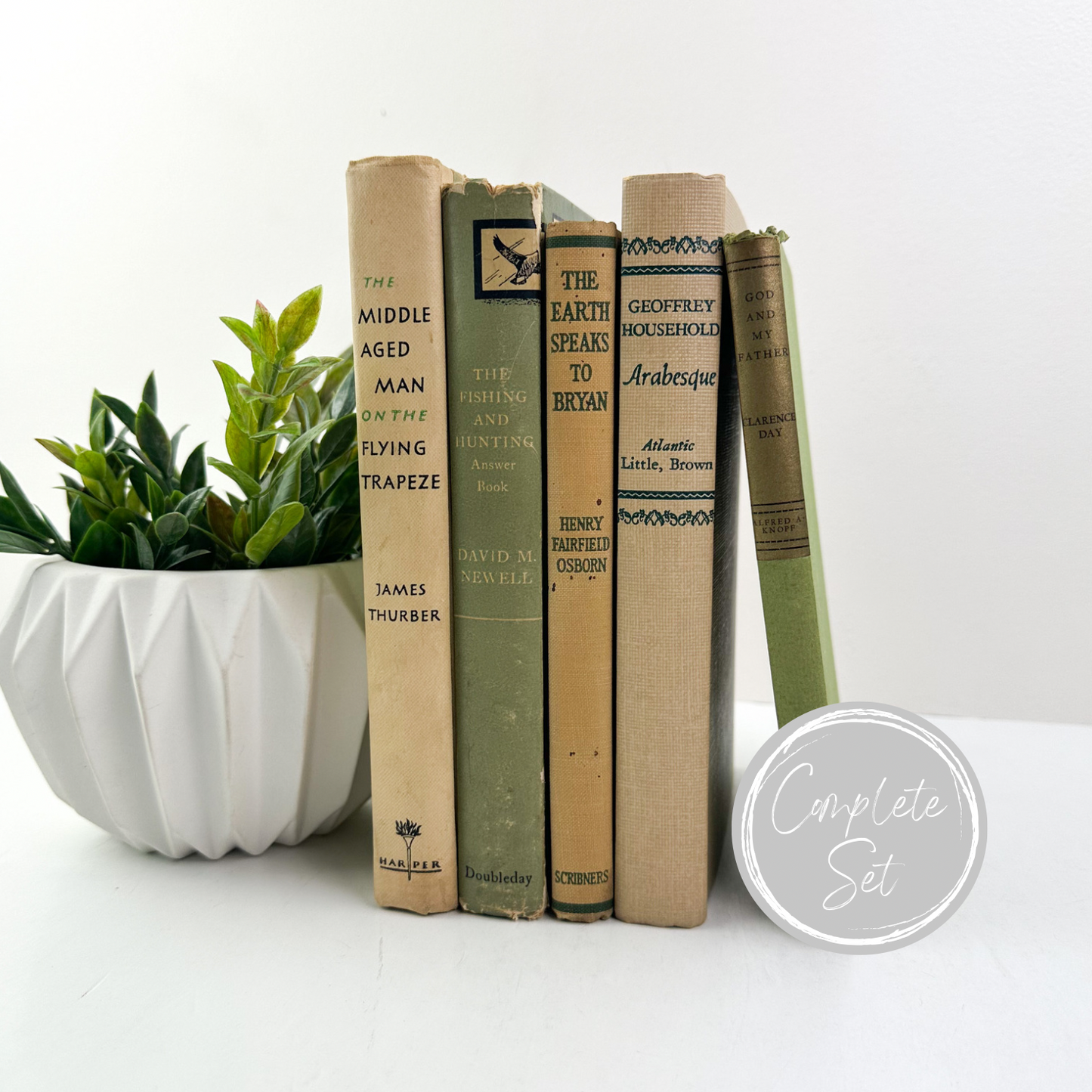 Green Old Books for Farmhouse Decor