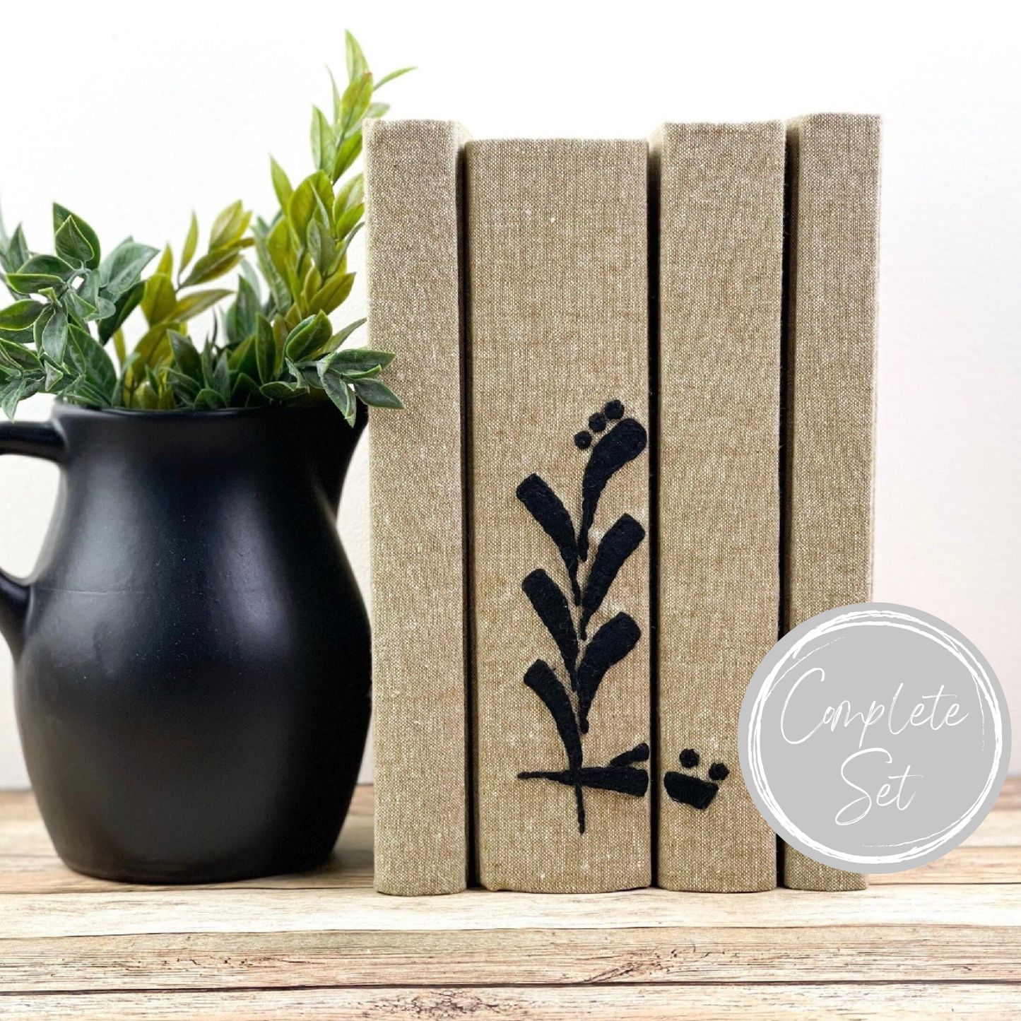 Embroidered Decorative Book Set for Shelf Decor