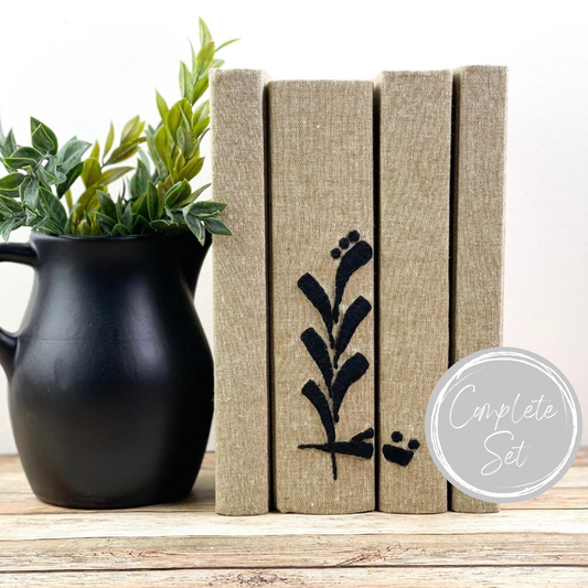 Embroidered Decorative Book Set for Shelf Decor