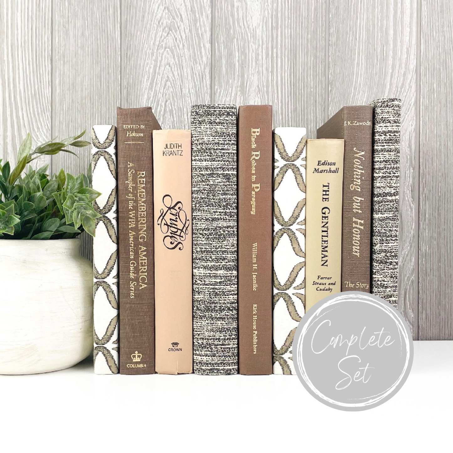 Decorative Neutral Books for Shelf Decor