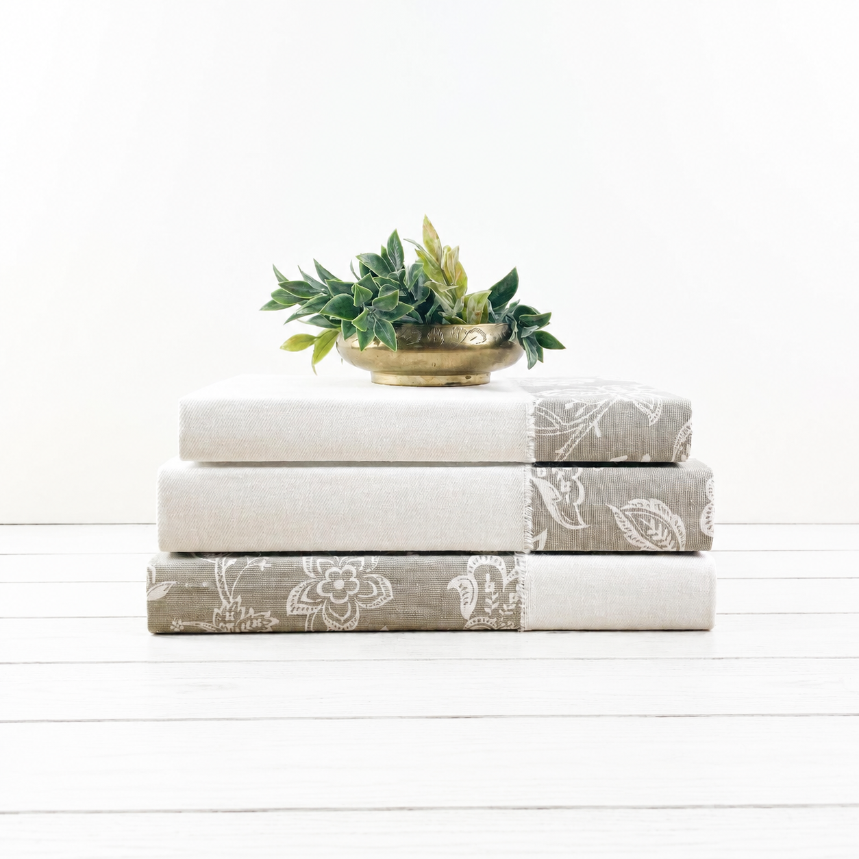 Tan Floral Books for Bookshelf Decor