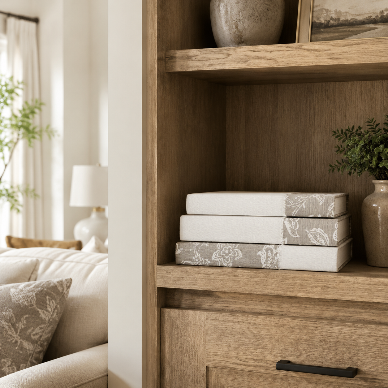 Tan Floral Books for Bookshelf Decor