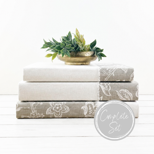 Tan Floral Books for Bookshelf Decor