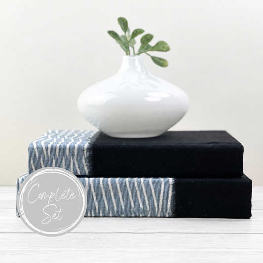 Blue and Black Bookshelf Decor
