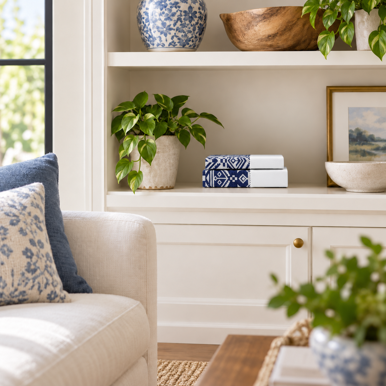 Blue Shelf Decor