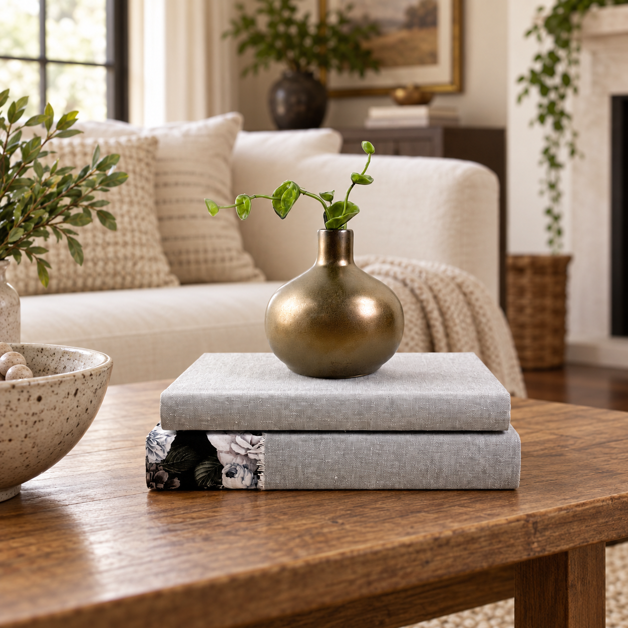 Floral and Gray Decorative Books