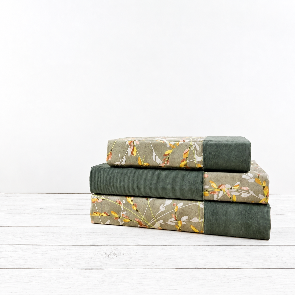 Gray Floral Decorative Book Set