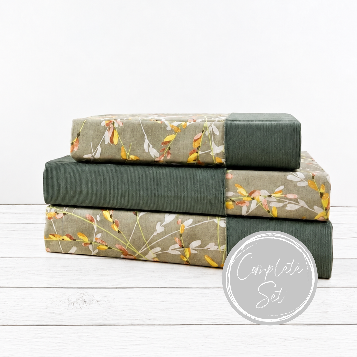 Gray Floral Decorative Book Set