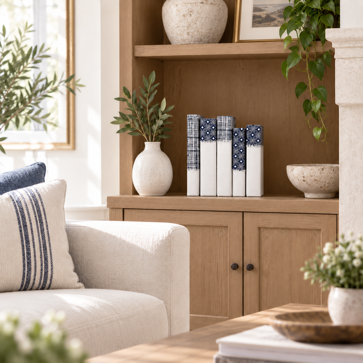 Blue Shelf Decor
