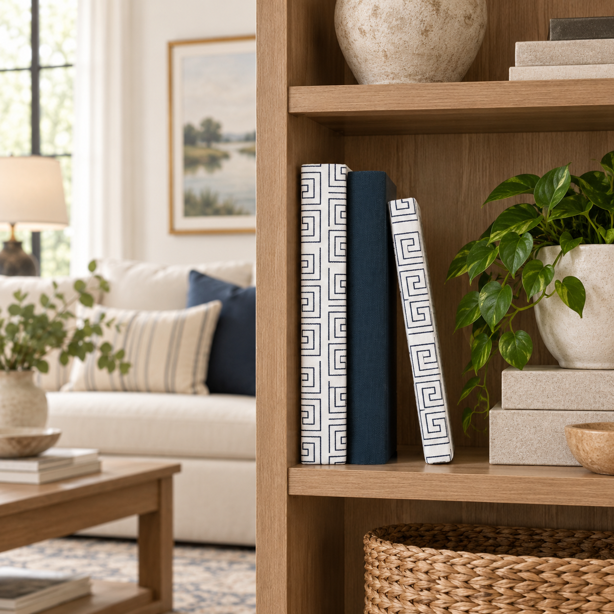 Blue and Green Shelf Decor