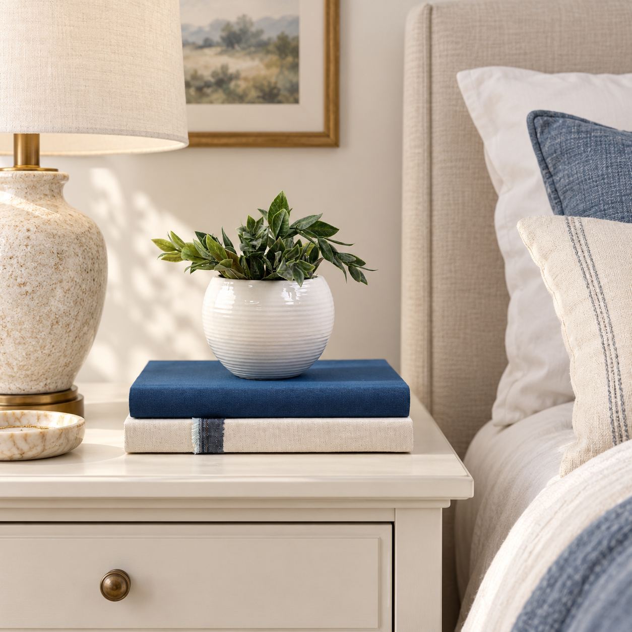 Blue Bookshelf Decor