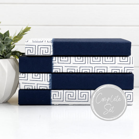 Navy Blue Fabric Covered Books
