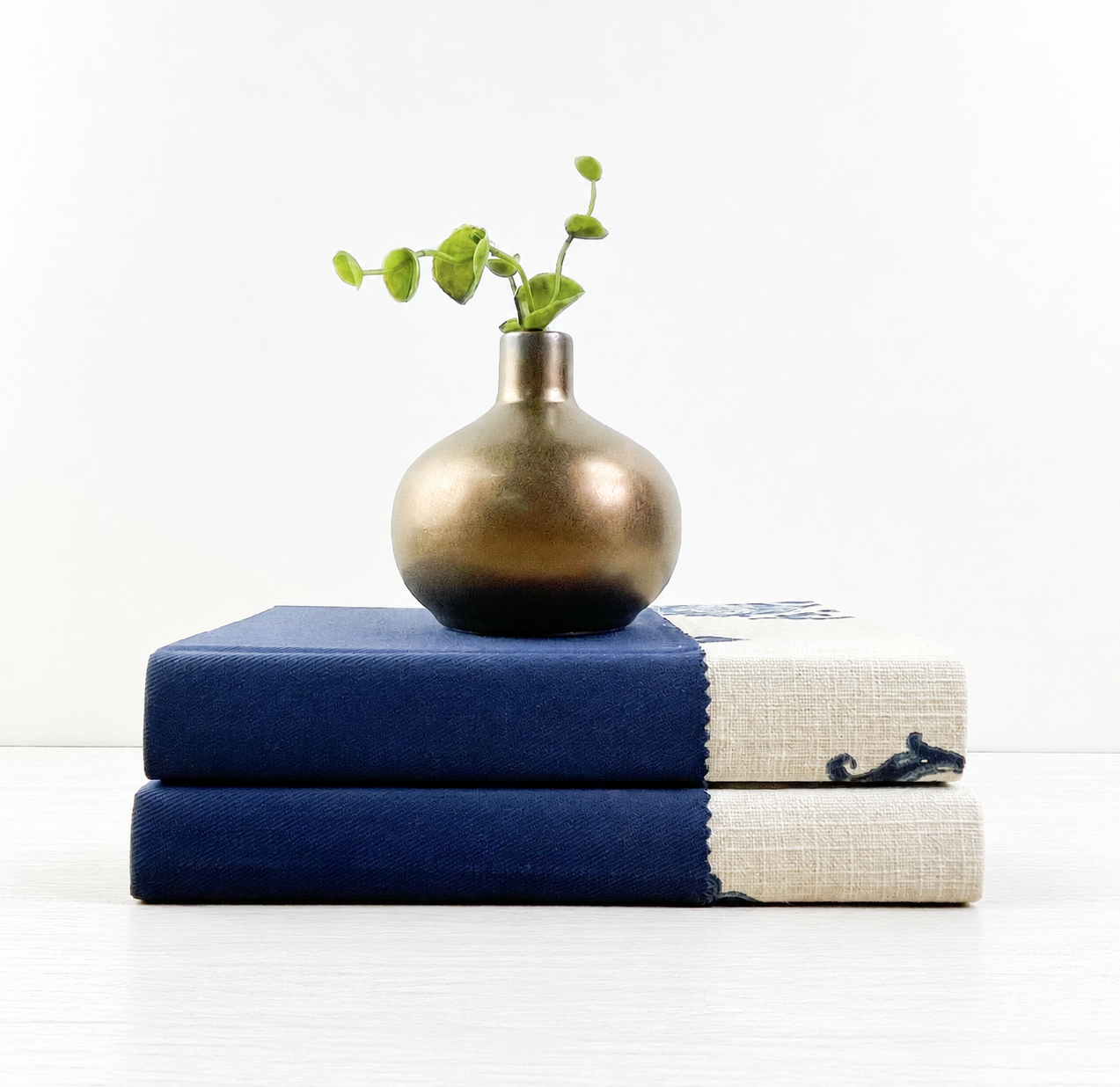 Navy Bookshelf Decor