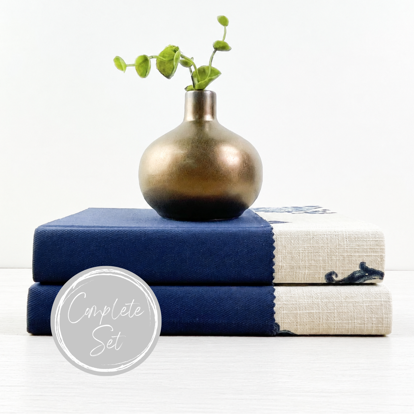 Navy Bookshelf Decor