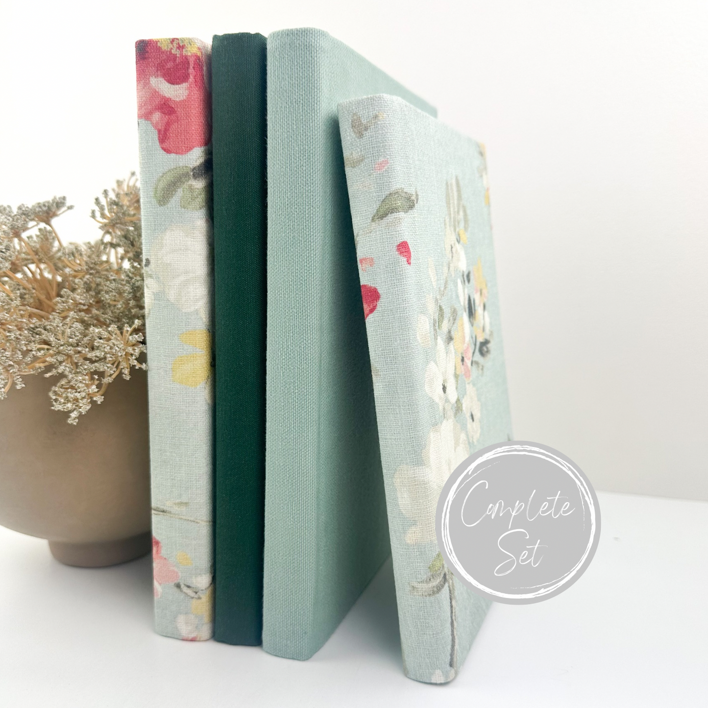 Teal Fabric Covered Book Set