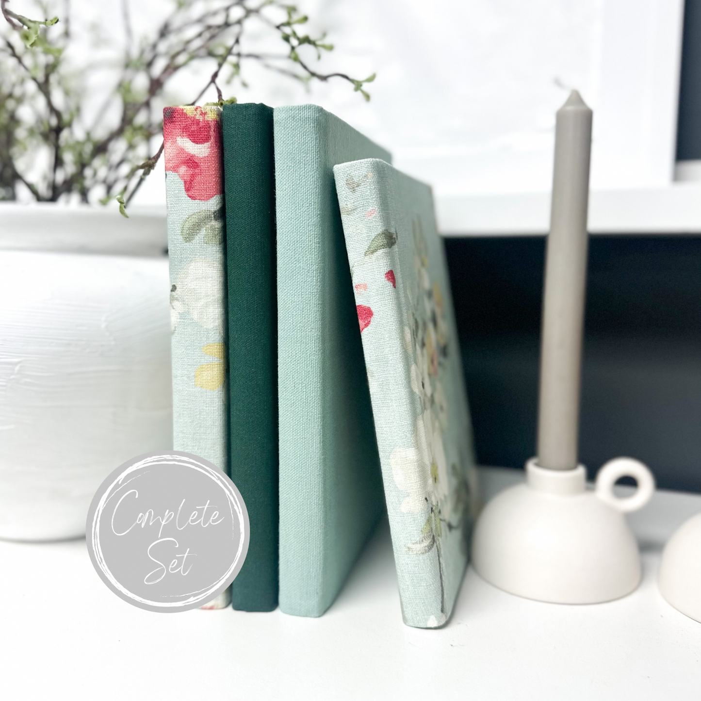 Teal Fabric Covered Book Set