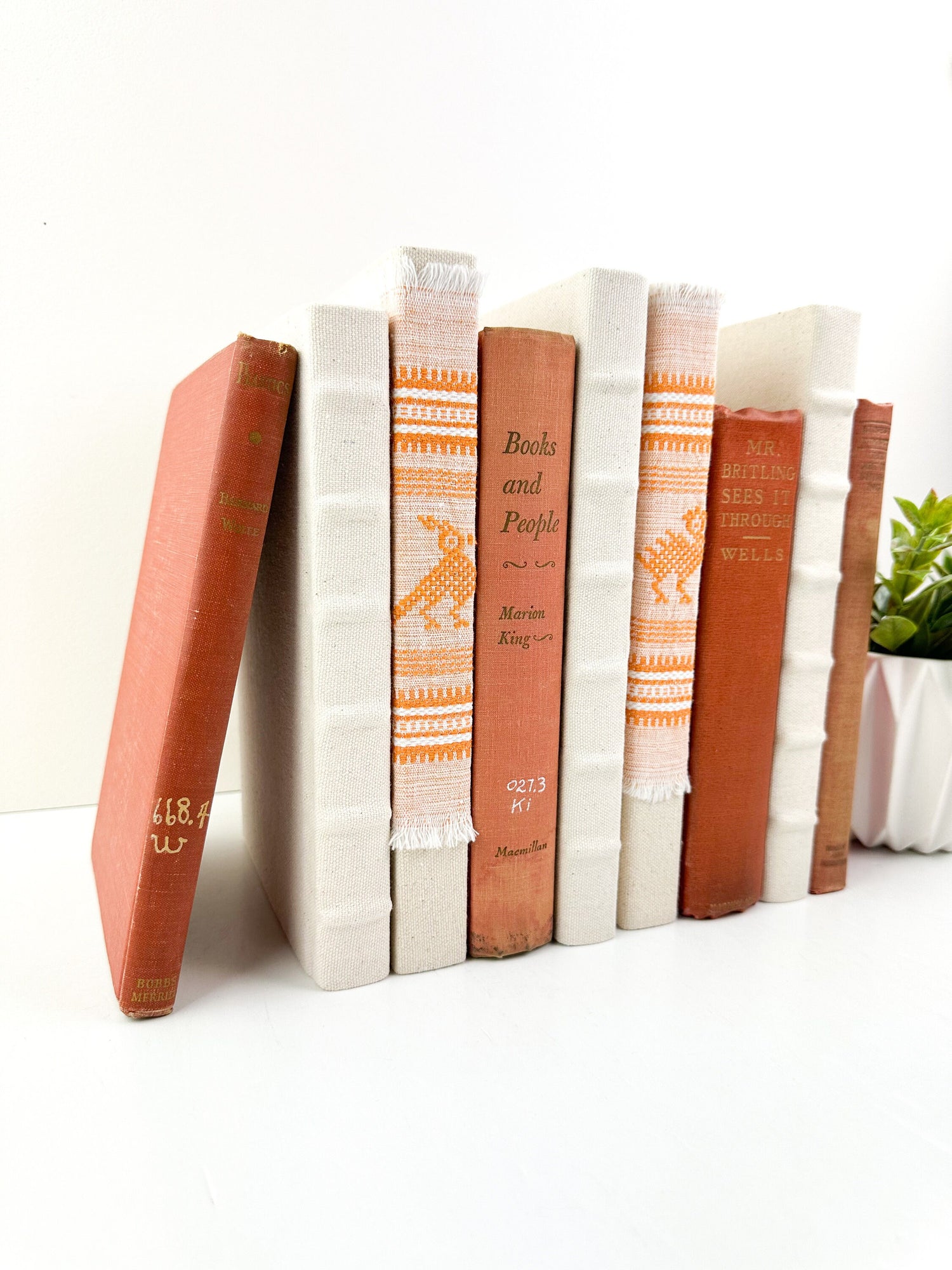 Orange Home Decor, Decorative Books, Vintage Books, Vintage Fabric