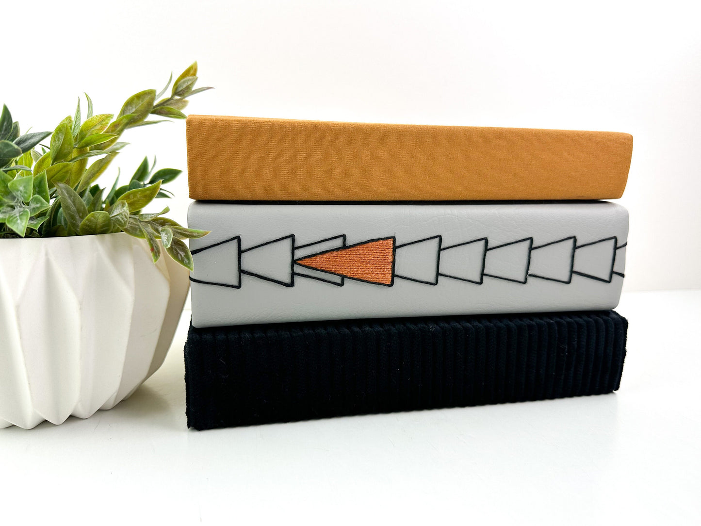 Embroidered Books for Home Decor, Orange Home Decor