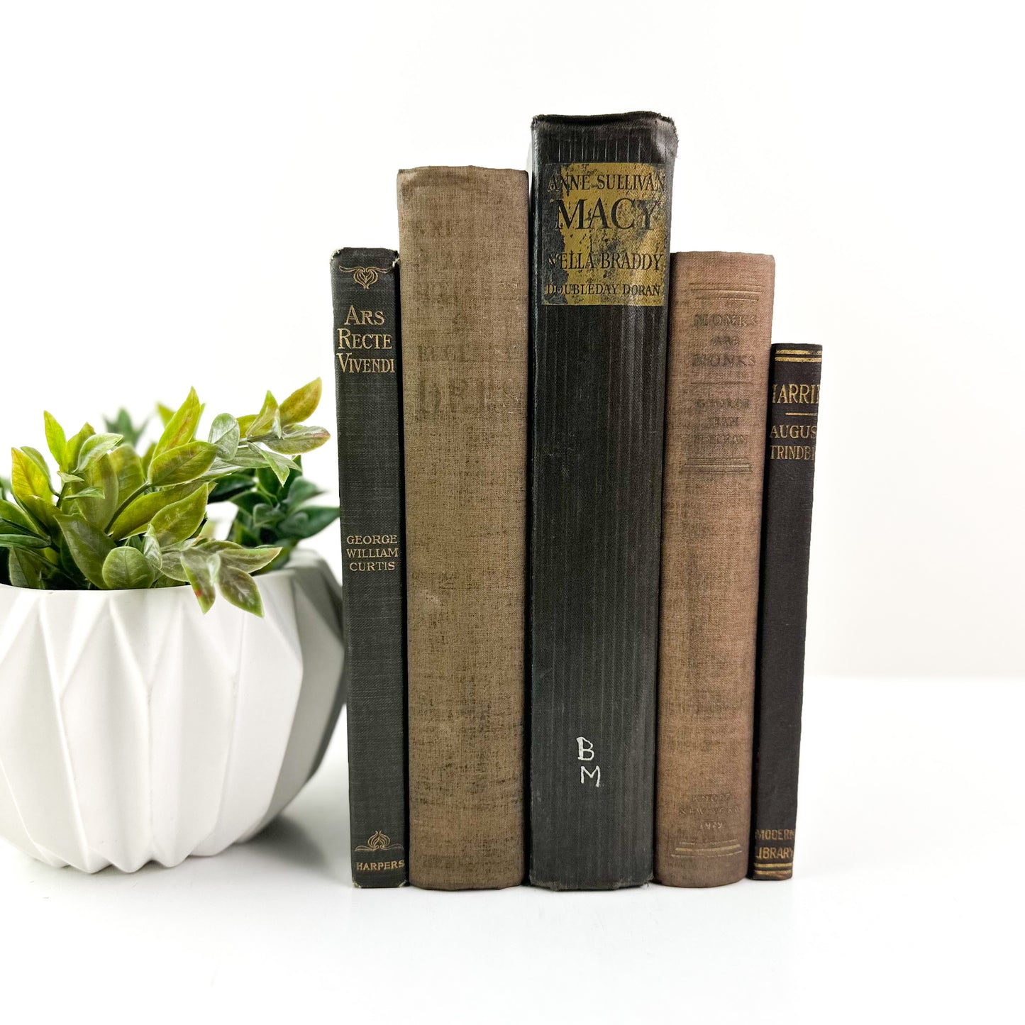 Brown Book Set for Mantle Decor