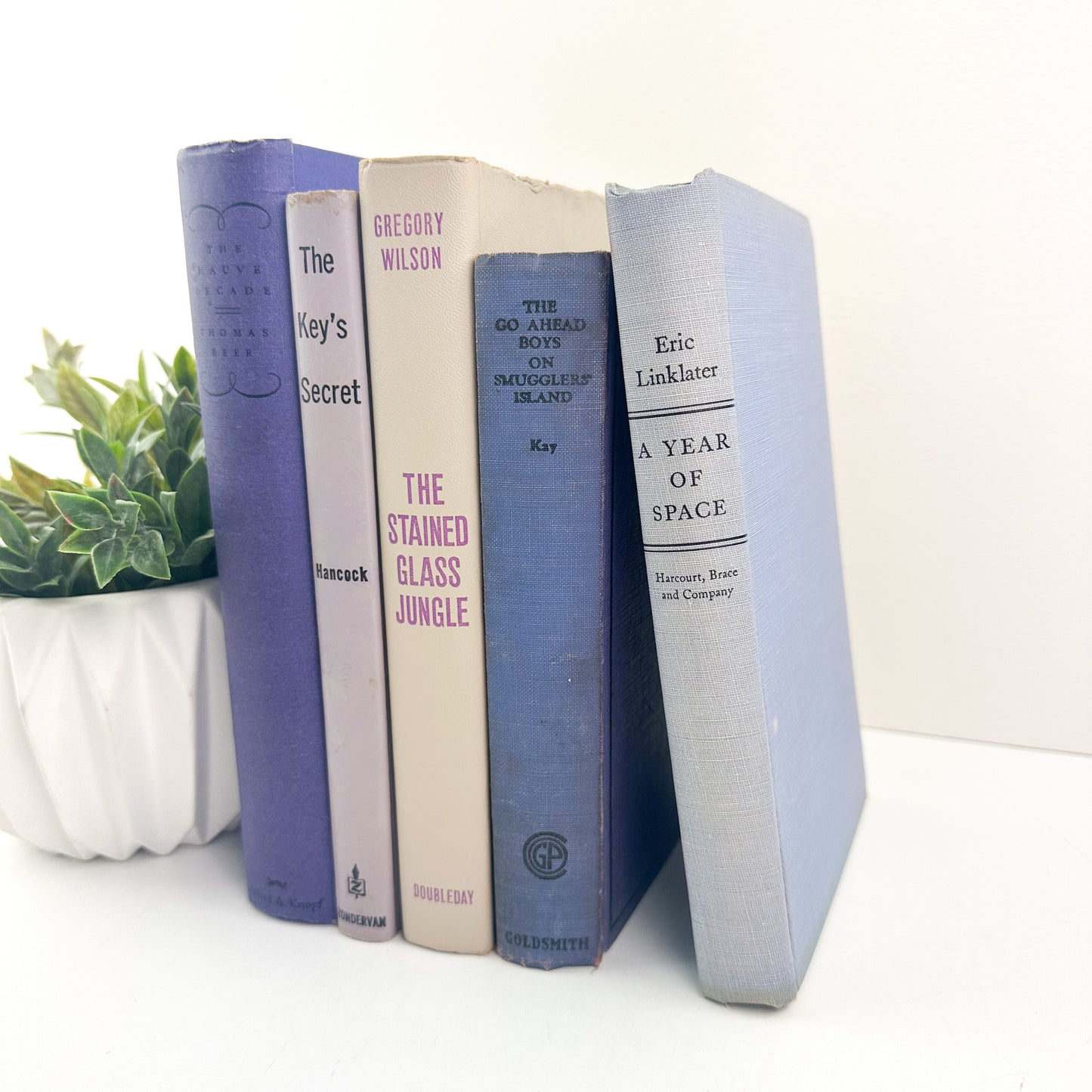 Decorative Purple Book Set for Shelf Decor