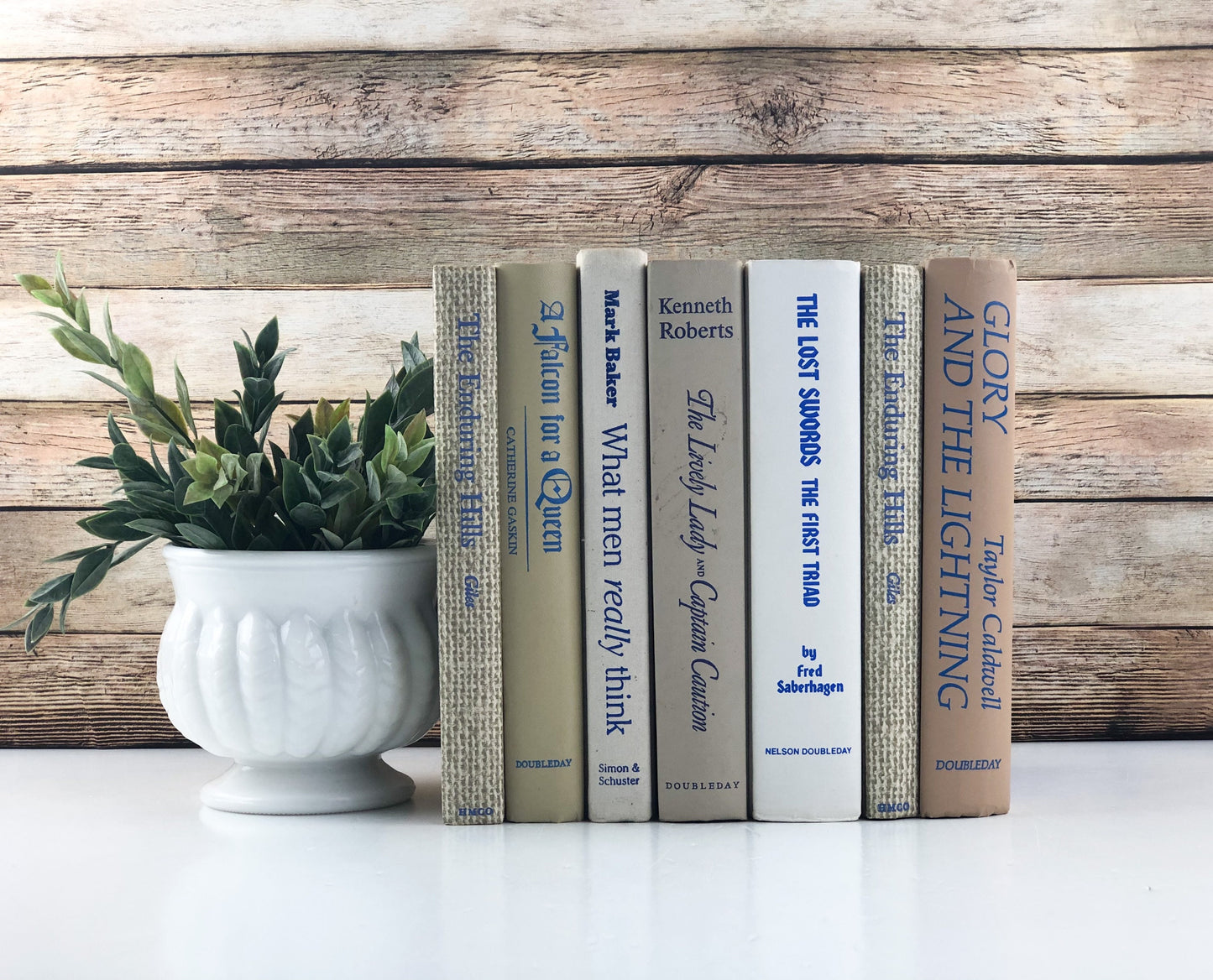 Blue and Cream Stack of Books