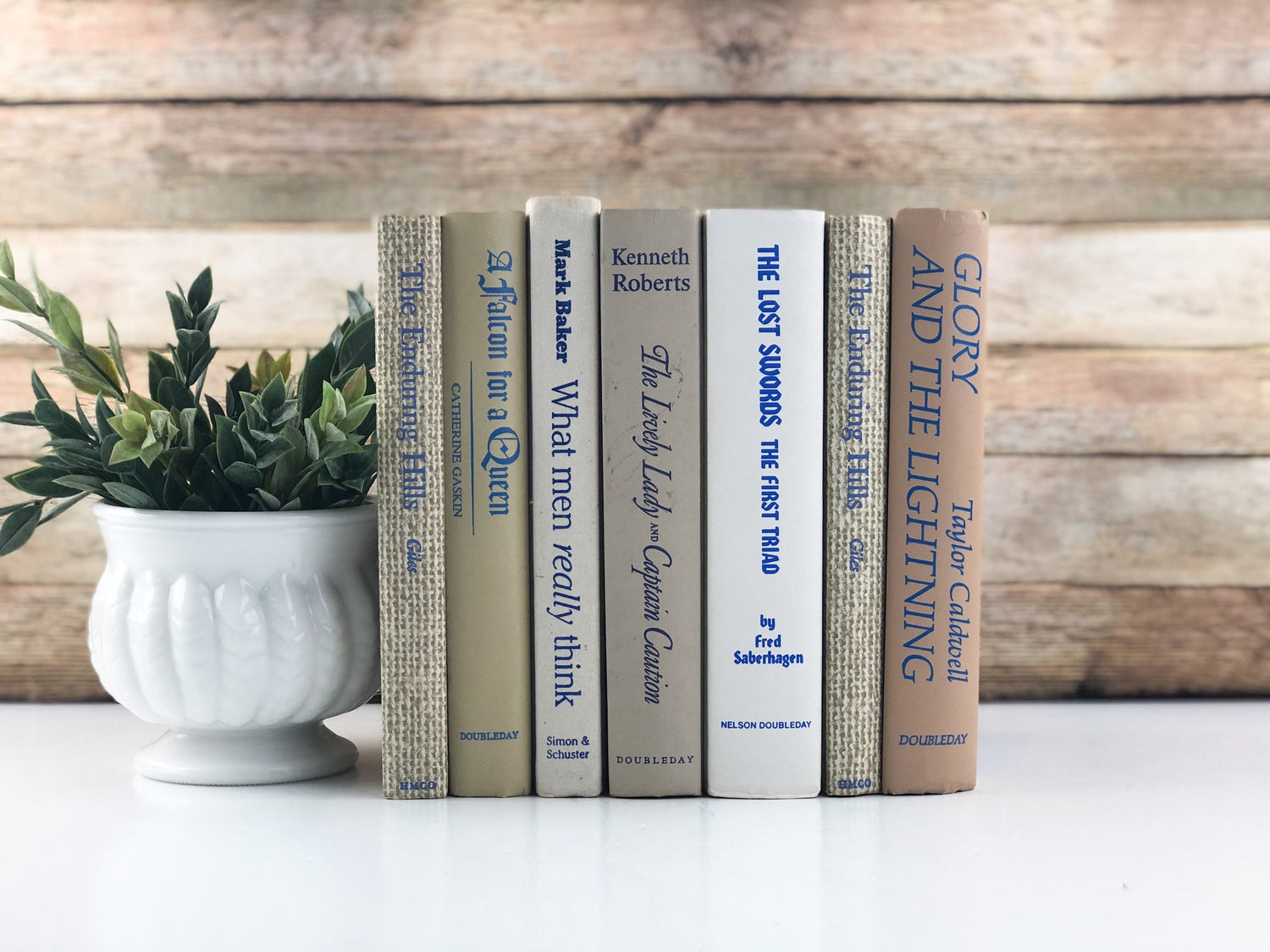 Blue and Cream Stack of Books
