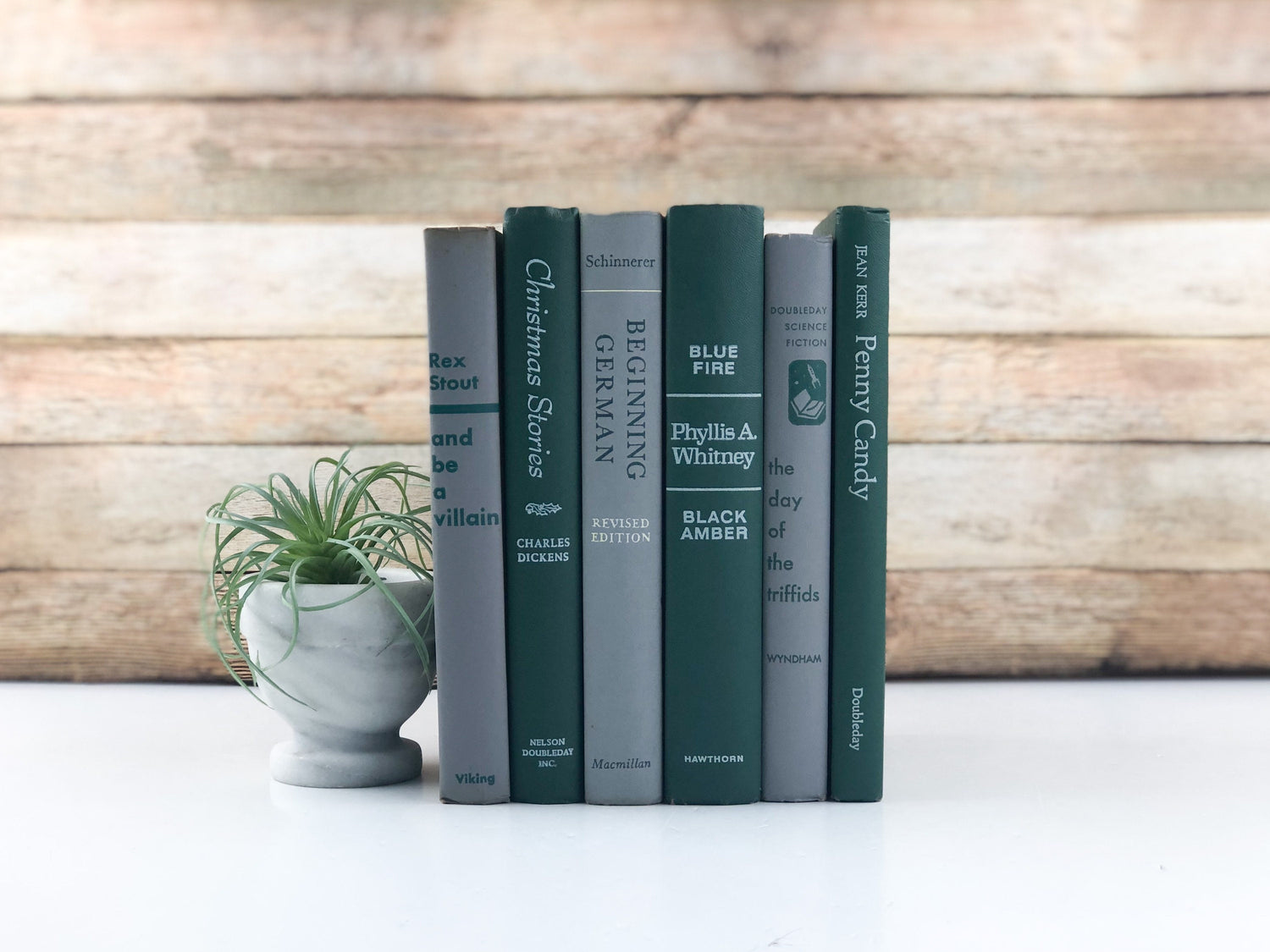 Green and Gray Book Decor