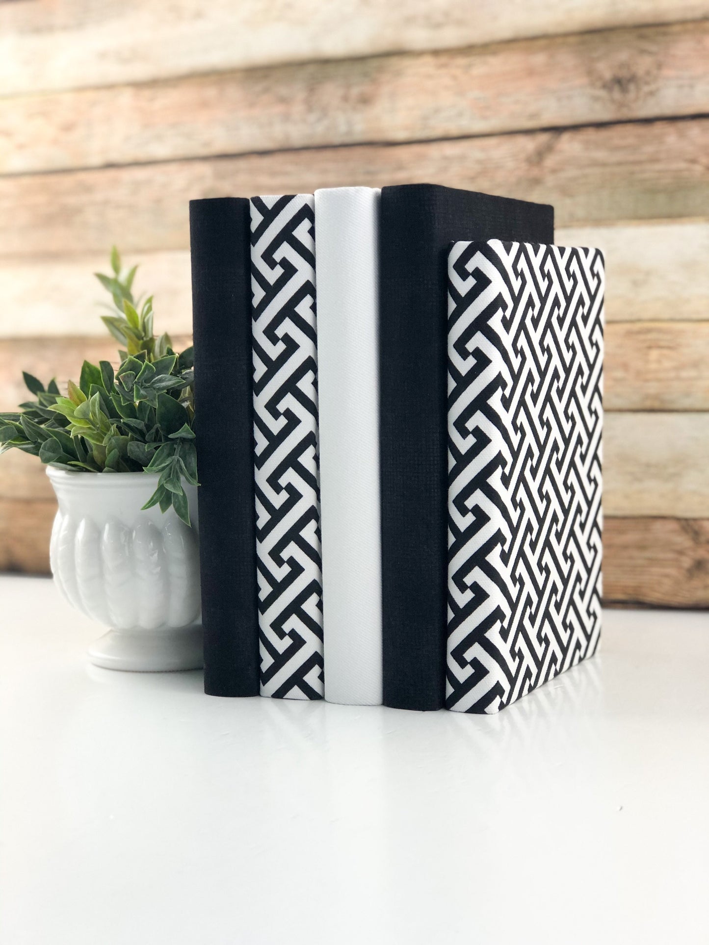 Black and White Fabric Covered Books