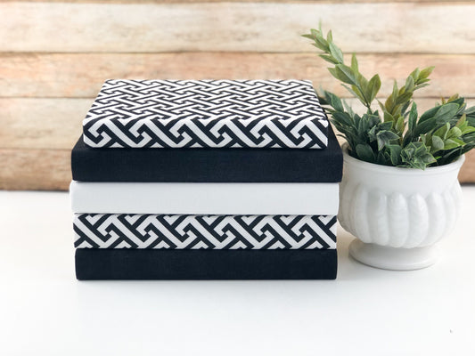Black and White Fabric Covered Books