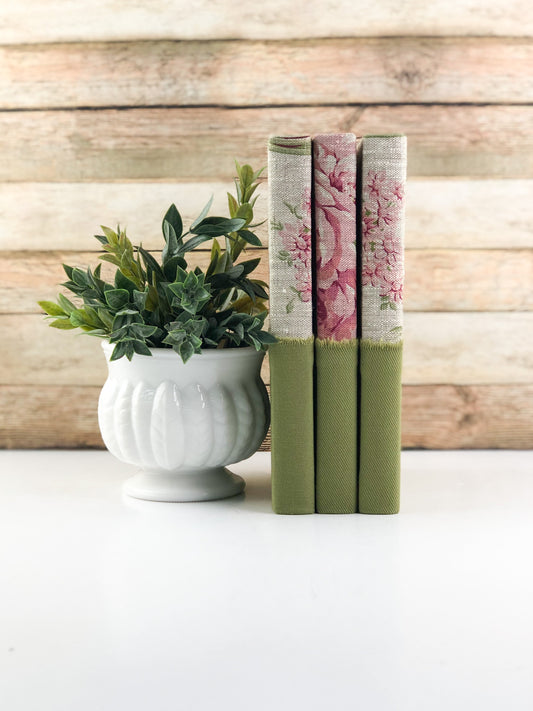 Vintage Book Set for Home Decor / Linen Covered Books