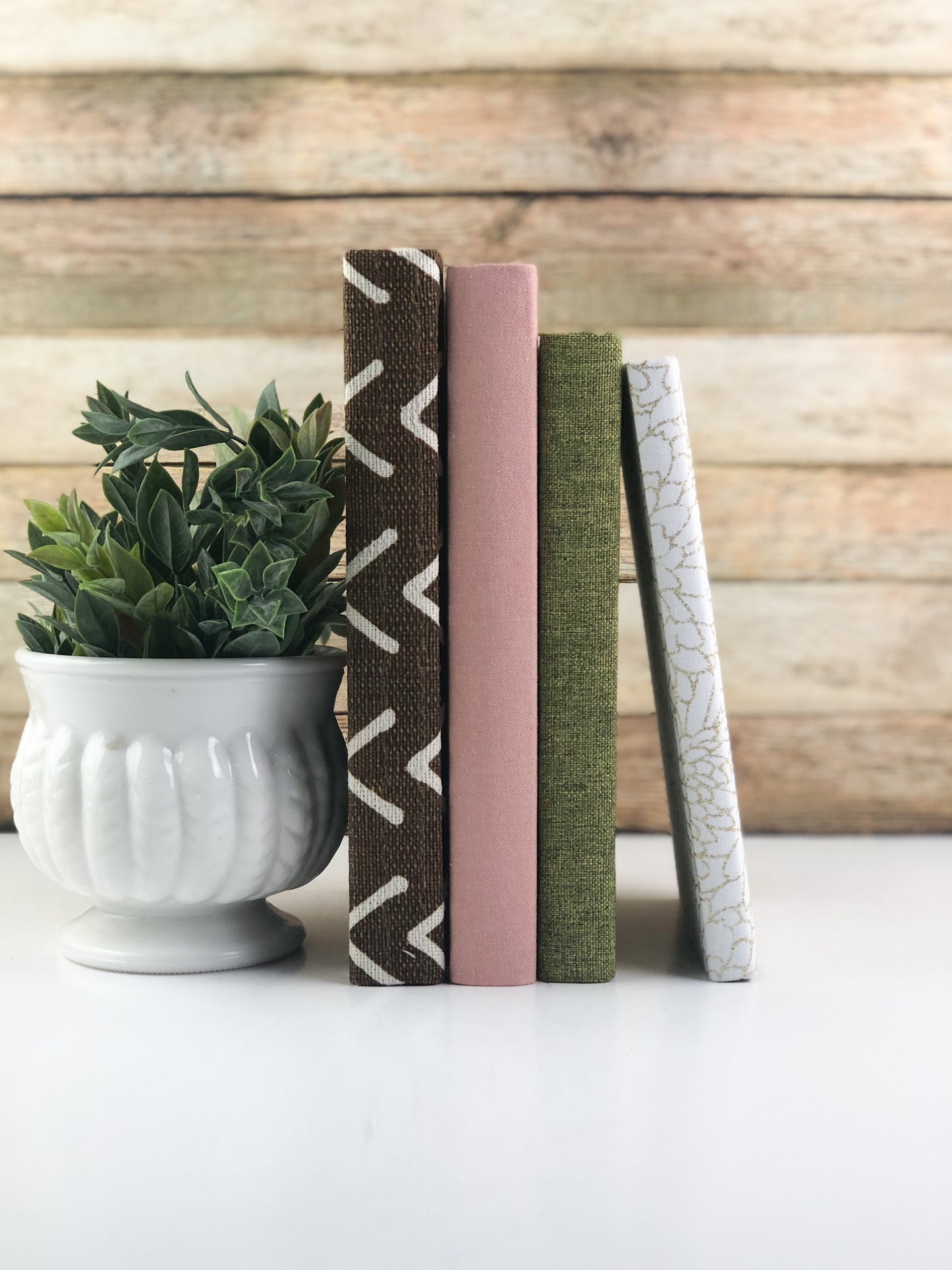 Fabric Covered Books / Pink and Brown