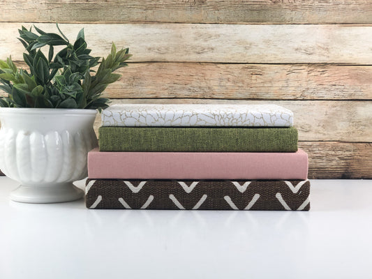 Fabric Covered Books / Pink and Brown