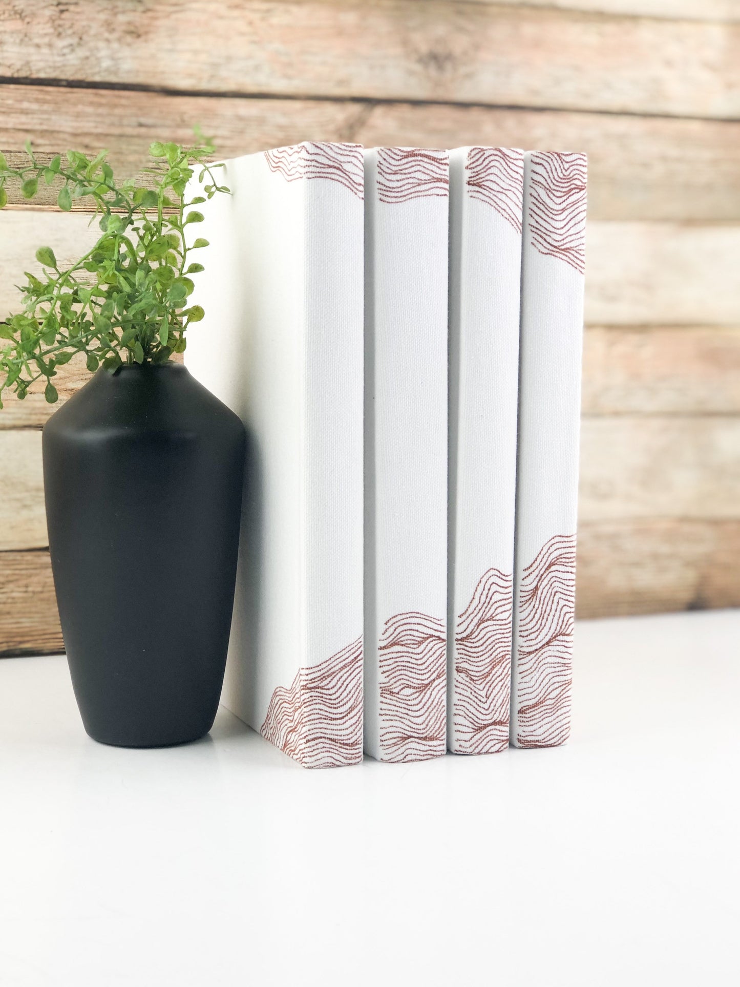 Brown Fabric Covered Books for Home Decor