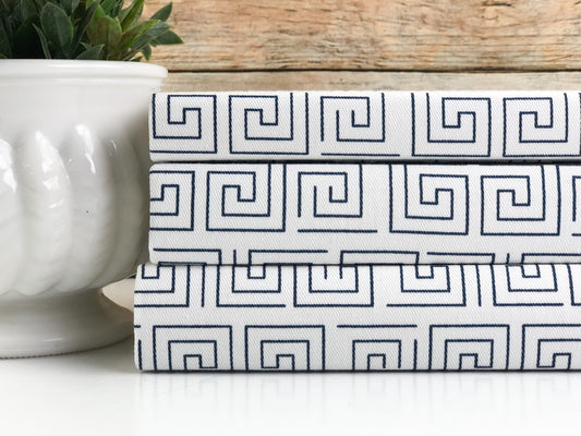 Blue Geometric Fabric Covered Books