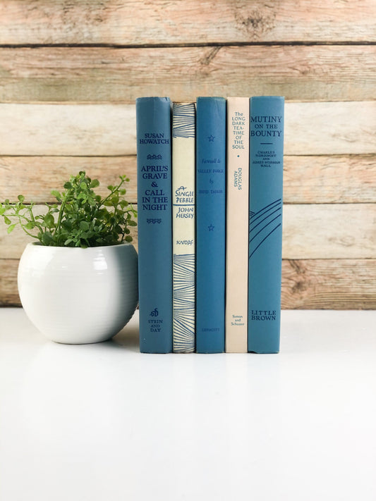 Blue and Cream Shelf Decor