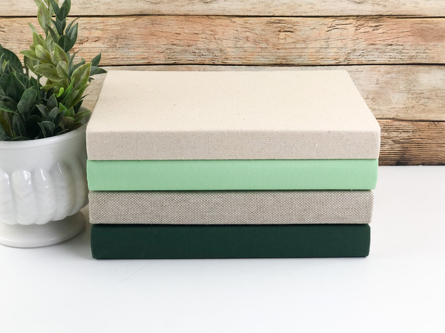 Green Fabric Covered Books / Books for Shelf Decor